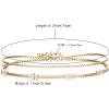 imageBriLove Dainty Elegant 925 Sterling Silver Cubic Zirconia 2 Layer Birthstone Bracelets for WomenSix Emerald Cut Tennis Bracelet Birthday Prom Gifts JewelryClear GoldTone