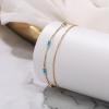 imageBriLove Dainty Elegant 925 Sterling Silver Cubic Zirconia 2 Layer Birthstone Bracelets for WomenSix Emerald Cut Tennis Bracelet Birthday Prom Gifts JewelryTurquoise Color GoldTone