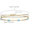 imageBriLove Dainty Elegant 925 Sterling Silver Cubic Zirconia 2 Layer Birthstone Bracelets for WomenSix Emerald Cut Tennis Bracelet Birthday Prom Gifts JewelryTurquoise Color GoldTone