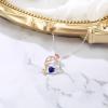 imageBriLove Rose Flower Heart Birthstone Necklace for Women925 Sterling Silver Cubic Zirconia Pendant Birthday Anniversary Mom Women02Sapphire Color