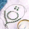 imageBriLove Wedding Bridal CZ Necklace Bracelet Earrings Jewelry Set for Women Teardrop Infinity Figure 8 YNecklace Tennis Dangle Party Prom AccessoriesEmerald Color