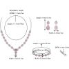 imageBriLove Wedding Bridal CZ Necklace Bracelet Earrings Jewelry Set for Women Teardrop Infinity Figure 8 YNecklace Tennis Dangle Party Prom AccessoriesPink Tourmaline Color