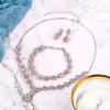 imageBriLove Wedding Bridal CZ Necklace Bracelet Earrings Jewelry Set for Women Teardrop Infinity Figure 8 YNecklace Tennis Dangle Party Prom AccessoriesPink Tourmaline Color