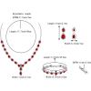imageBriLove Wedding Bridal CZ Necklace Bracelet Earrings Jewelry Set for Women Teardrop Infinity Figure 8 YNecklace Tennis Dangle Party Prom AccessoriesRuby Color