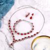 imageBriLove Wedding Bridal CZ Necklace Bracelet Earrings Jewelry Set for Women Teardrop Infinity Figure 8 YNecklace Tennis Dangle Party Prom AccessoriesRuby Color