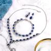 imageBriLove Wedding Bridal CZ Necklace Bracelet Earrings Jewelry Set for Women Teardrop Infinity Figure 8 YNecklace Tennis Dangle Party Prom AccessoriesSapphire Color