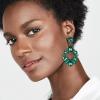 imageBriLove Wedding Bridal Rhinestone Marquise Teardrop Cluster Geometric Dangle Earrings for WomenEmerald Color BlackTone