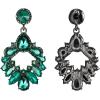 imageBriLove Wedding Bridal Rhinestone Marquise Teardrop Cluster Geometric Dangle Earrings for WomenEmerald Color BlackTone
