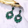 imageBriLove Wedding Bridal Rhinestone Marquise Teardrop Cluster Geometric Dangle Earrings for WomenEmerald Color BlackTone