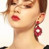 imageBriLove Wedding Bridal Rhinestone Marquise Teardrop Cluster Geometric Dangle Earrings for WomenRuby Color BlackTone