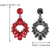 imageBriLove Wedding Bridal Rhinestone Marquise Teardrop Cluster Geometric Dangle Earrings for WomenRuby Color BlackTone