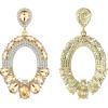 imageBriLove Wedding Bridal Rhinestone Marquise Teardrop Cluster Oval Dangle Earrings for WomenChampagne GoldTone