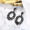 imageBriLove Wedding Bridal Rhinestone Marquise Teardrop Cluster Oval Dangle Earrings for WomenGrey BlackTone
