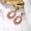 imageBriLove Wedding Bridal Rhinestone Marquise Teardrop Cluster Oval Dangle Earrings for WomenPeach Morganite Color RoseGoldTone