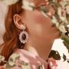 imageBriLove Wedding Bridal Rhinestone Marquise Teardrop Cluster Oval Dangle Earrings for WomenPeach Morganite Color RoseGoldTone