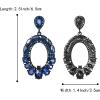 imageBriLove Wedding Bridal Rhinestone Marquise Teardrop Cluster Oval Dangle Earrings for WomenSapphire Color BlackTone