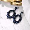 imageBriLove Wedding Bridal Rhinestone Marquise Teardrop Cluster Oval Dangle Earrings for WomenSapphire Color BlackTone