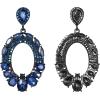 imageBriLove Wedding Bridal Rhinestone Marquise Teardrop Cluster Oval Dangle Earrings for WomenSapphire Color BlackTone