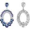 imageBriLove Wedding Bridal Rhinestone Marquise Teardrop Cluster Oval Dangle Earrings for WomenSapphire Color SilverTone