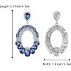 imageBriLove Wedding Bridal Rhinestone Marquise Teardrop Cluster Oval Dangle Earrings for WomenSapphire Color SilverTone