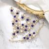 imageBriLove Wedding Bridal Simulated Pearl Crystal Rhinestones Cluster Statement Necklace Link Bracelet Dangle Earrings Ring Set for WomenSapphire Color GoldTone