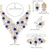 imageBriLove Wedding Bridal Simulated Pearl Crystal Rhinestones Cluster Statement Necklace Link Bracelet Dangle Earrings Ring Set for WomenSapphire Color GoldTone