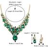 imageBriLove Womens Costume Fashion Crystal Teardrop Marquise Butterfly Filigree Enamel Statement Necklace Dangle Earrings Set01Emerald Color GoldTone