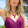 imageBriLove Womens Costume Fashion Crystal Teardrop Marquise Butterfly Filigree Enamel Statement Necklace Dangle Earrings Set06Fuchsia GoldTone