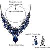 imageBriLove Womens Costume Fashion Crystal Teardrop Marquise Butterfly Filigree Enamel Statement Necklace Dangle Earrings Set08Navy Blue BlackTone