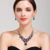 imageBriLove Womens Costume Fashion Crystal Teardrop Marquise Butterfly Filigree Enamel Statement Necklace Dangle Earrings Set09Multicolor GoldTone