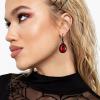 imageBriLove Womens Tribal Ethnic Crystal Chunky Statement Necklace Dangle Earrings Set01Ruby Color BlackTone