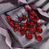 imageBriLove Womens Tribal Ethnic Crystal Chunky Statement Necklace Dangle Earrings Set01Ruby Color BlackTone