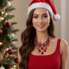 imageBriLove Womens Tribal Ethnic Crystal Chunky Statement Necklace Dangle Earrings Set01Ruby Color BlackTone