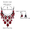 imageBriLove Womens Tribal Ethnic Crystal Chunky Statement Necklace Dangle Earrings Set01Ruby Color BlackTone