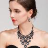imageBriLove Womens Tribal Ethnic Crystal Chunky Statement Necklace Dangle Earrings Set02Grey BlackTone