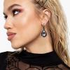 imageBriLove Womens Tribal Ethnic Crystal Chunky Statement Necklace Dangle Earrings Set02Grey BlackTone