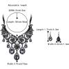 imageBriLove Womens Tribal Ethnic Crystal Chunky Statement Necklace Dangle Earrings Set02Grey BlackTone
