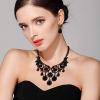 imageBriLove Womens Tribal Ethnic Crystal Chunky Statement Necklace Dangle Earrings Set03Black BlackTone