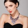 imageBriLove Womens Tribal Ethnic Crystal Chunky Statement Necklace Dangle Earrings Set04 Iridescent AB BlackTone