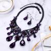 imageBriLove Womens Tribal Ethnic Crystal Chunky Statement Necklace Dangle Earrings Set05Purple BlackTone