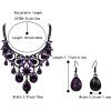 imageBriLove Womens Tribal Ethnic Crystal Chunky Statement Necklace Dangle Earrings Set05Purple BlackTone