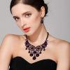 imageBriLove Womens Tribal Ethnic Crystal Chunky Statement Necklace Dangle Earrings Set05Purple BlackTone
