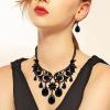 imageBriLove Womens Tribal Ethnic Crystal Chunky Statement Necklace Dangle Earrings Set05Purple BlackTone