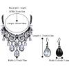 imageBriLove Womens Tribal Ethnic Crystal Chunky Statement Necklace Dangle Earrings Set06Clear BlackTone