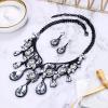 imageBriLove Womens Tribal Ethnic Crystal Chunky Statement Necklace Dangle Earrings Set06Clear BlackTone