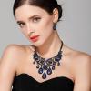 imageBriLove Womens Tribal Ethnic Crystal Chunky Statement Necklace Dangle Earrings SetBlue BlackTone
