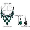 imageBriLove Womens Tribal Ethnic Crystal Chunky Statement Necklace Dangle Earrings SetEmerald Color BlackTone