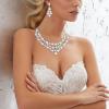 imageBriLove Womens Wedding Bridal Crystal Cream Simulated Pearl Cluster Statement Necklace Dangle Earrings SetSilverTone