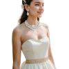 imageBriLove Womens Wedding Bridal Crystal Cream Simulated Pearl Cluster Statement Necklace Dangle Earrings SetSilverTone