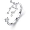 imageBriLove 925 Sterling Silver CZ Statement Ring Horoscope Zodiac 12 Constellation Astrology Adjustable Rings for Mom Women Mothers DayValentines DayBirthdayChristmasAnniversaryVirgo  Full Ver